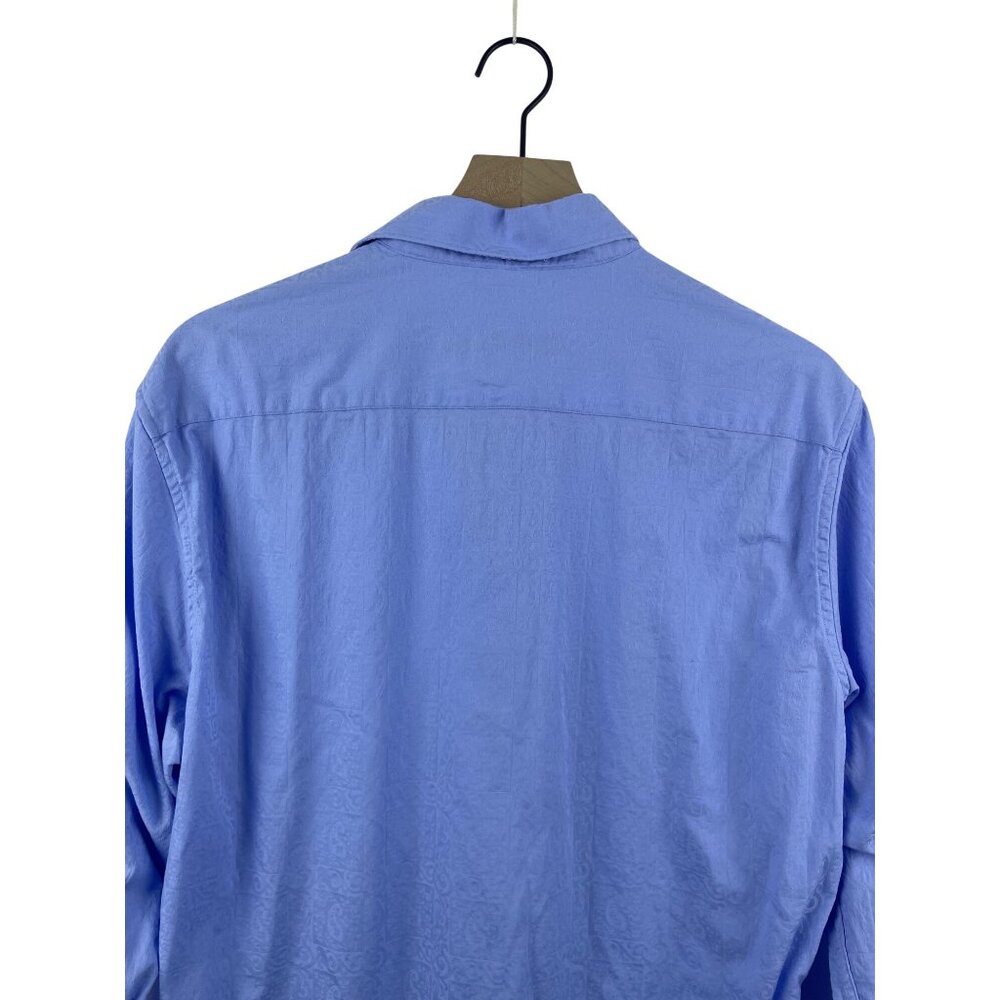 Robert Graham Men's Large Classic Fit Contrast Cuff Button Up Shirt Light Blue - Picture 6 of 8